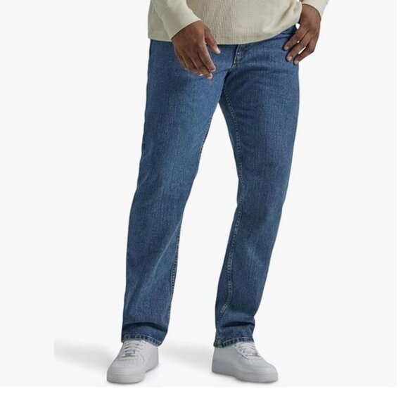 NEW Lee Mens Jeans Regular Fit Straight Leg Medium Wash NWT 42x32 - Picture 1 of 6